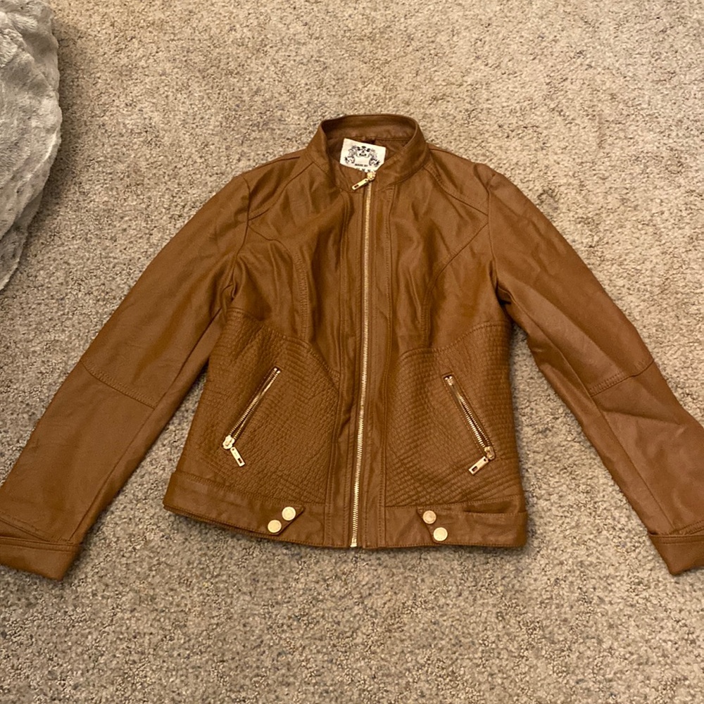 Faux Brown Leather Jacket Size Medium